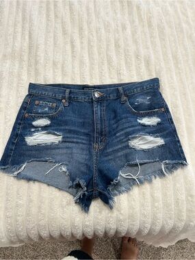 Aeropostale Dark Blue Ripped Denim Shorts
